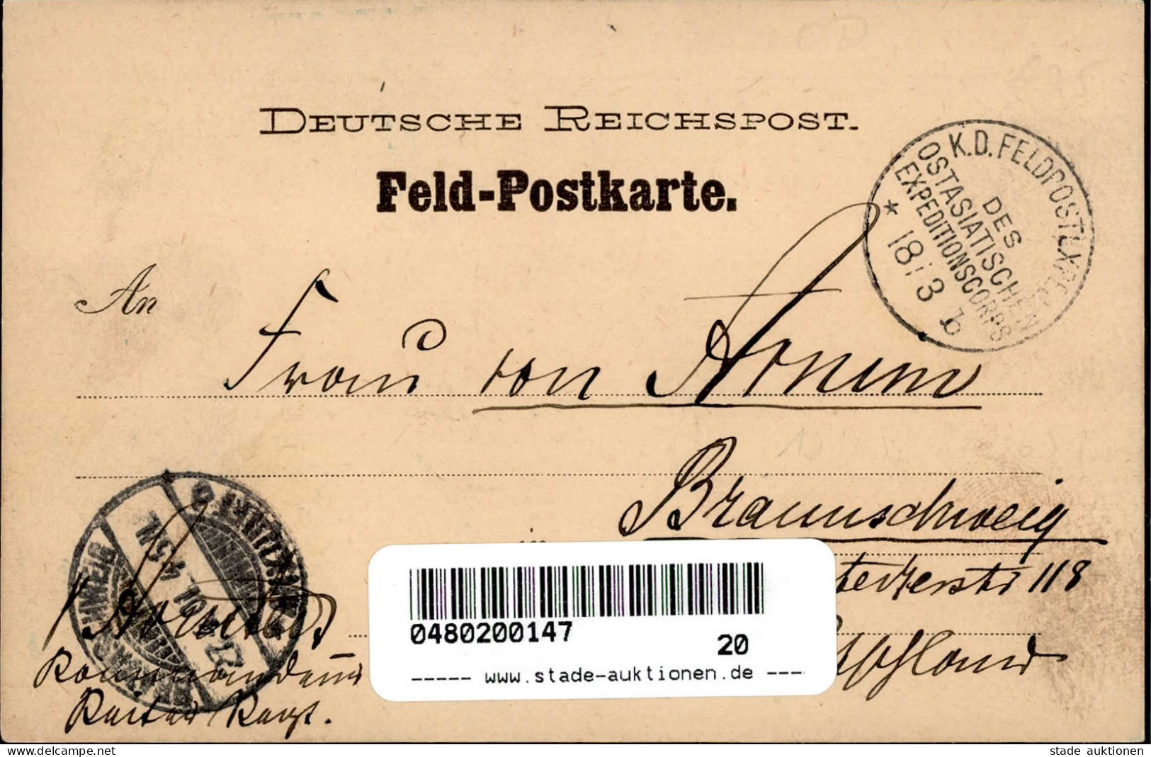 Kolonien CHINA - Handgemalte Feldpostkarte Tientsin 1901 I Colonies - Geschichte