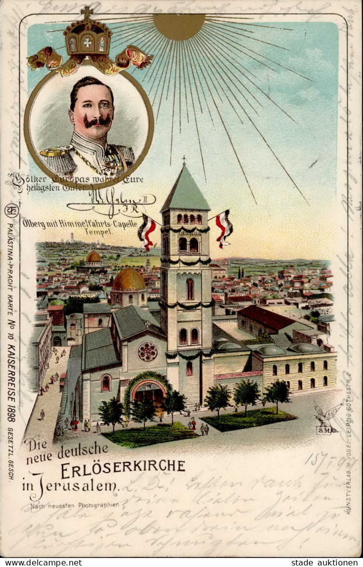 Deutsche Post Türkei Jerusalem Erlöserkirche Farblithographie 1899 I.II - Storia