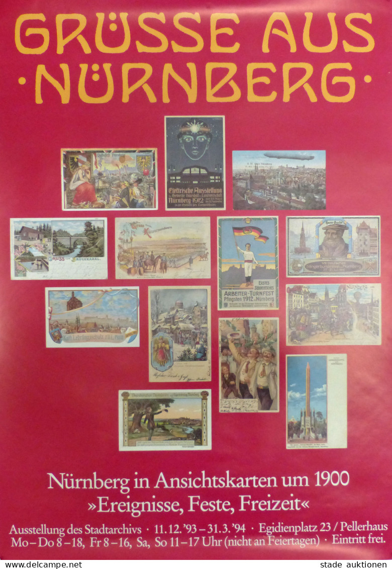 AK-Geschichte Plakat Nürnberg In Ansichtskarten Um 1900 Ereignisse, Feste, Freizeit 84 X 60 Cm I-II - History