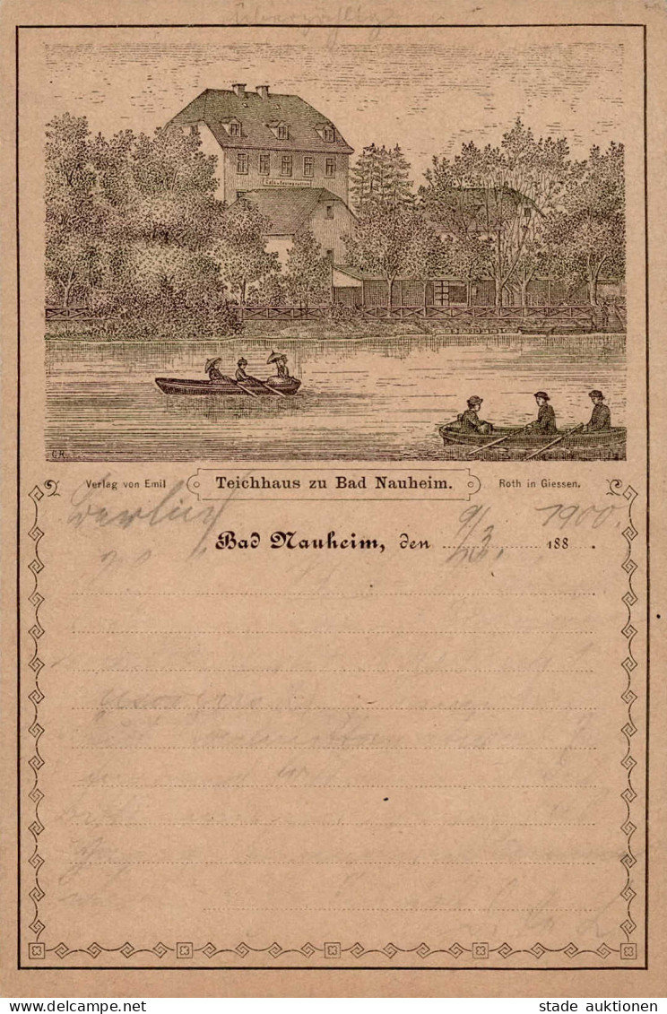 Vorläufer Bad Nauheim (6350) Gestaltet Um 1880-1889 Gelaufen 1900 II- (Ecken Abgestossen, Bugspuren) - Sonstige & Ohne Zuordnung