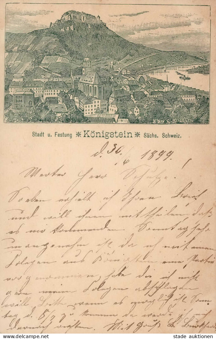 Vorläufer Königstein Stadt Und Festung Sächsische Schweiz 1899 (o-8305) I-II (VS/RS Fleckig, Ecke Gestaucht) - Autres & Non Classés