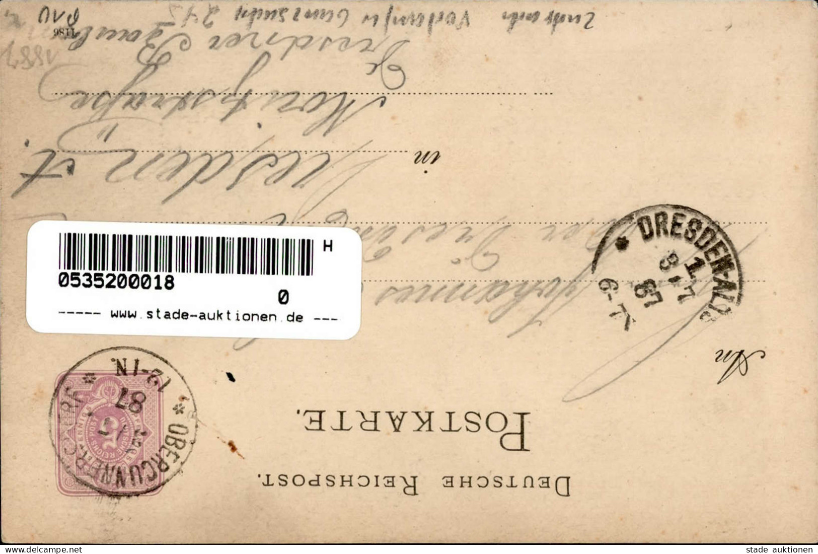 Vorläufer Kottmar (o-8719) Ganzsache 1887 I-II (Reißnagelloch, VS/RS Fleckig, Ecken Gestaucht) - Otros & Sin Clasificación