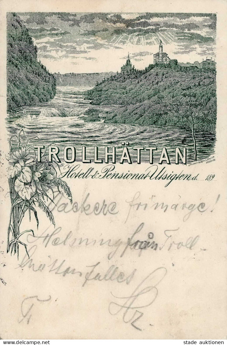 Vorläufer Trollhättan Schweden Hotel Utsigten 1894 II- (Riß, Stauchungen, VS/RS Fleckig) - Autres & Non Classés