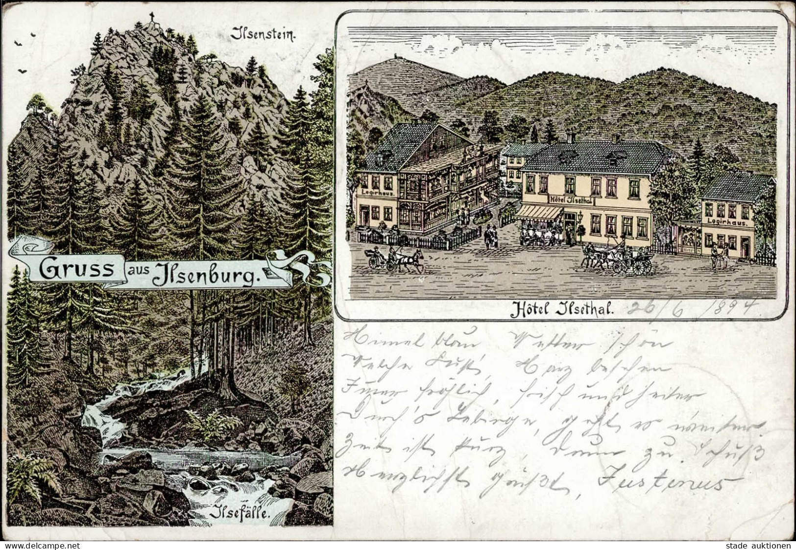 Vorläufer Ilsenburg (o-3705) Hotel Ilsethal Ilsenstein 1894 II- (Bugspuren, Mittelbug, Ecken Gestaucht) - Autres & Non Classés
