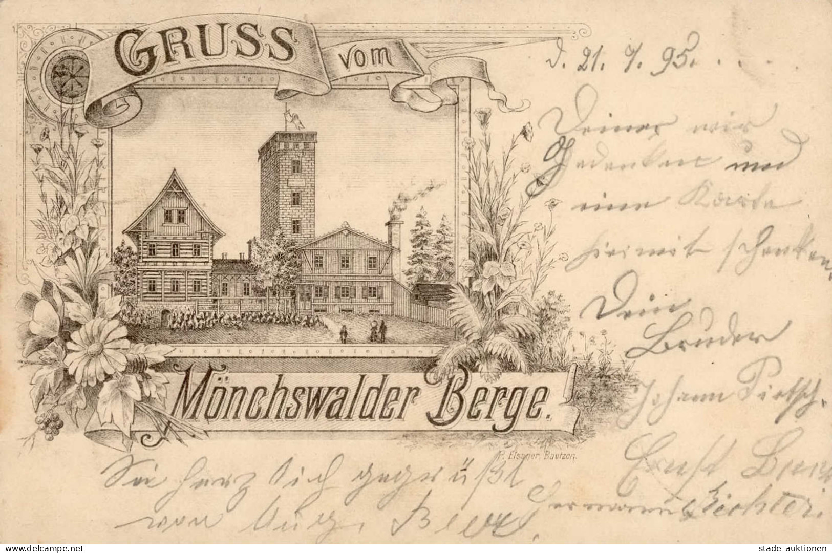 Vorläufer Mönchswalder Berge Bergbaude 1895 II (Stauchungen, VS/RS Fleckig) - Sonstige & Ohne Zuordnung