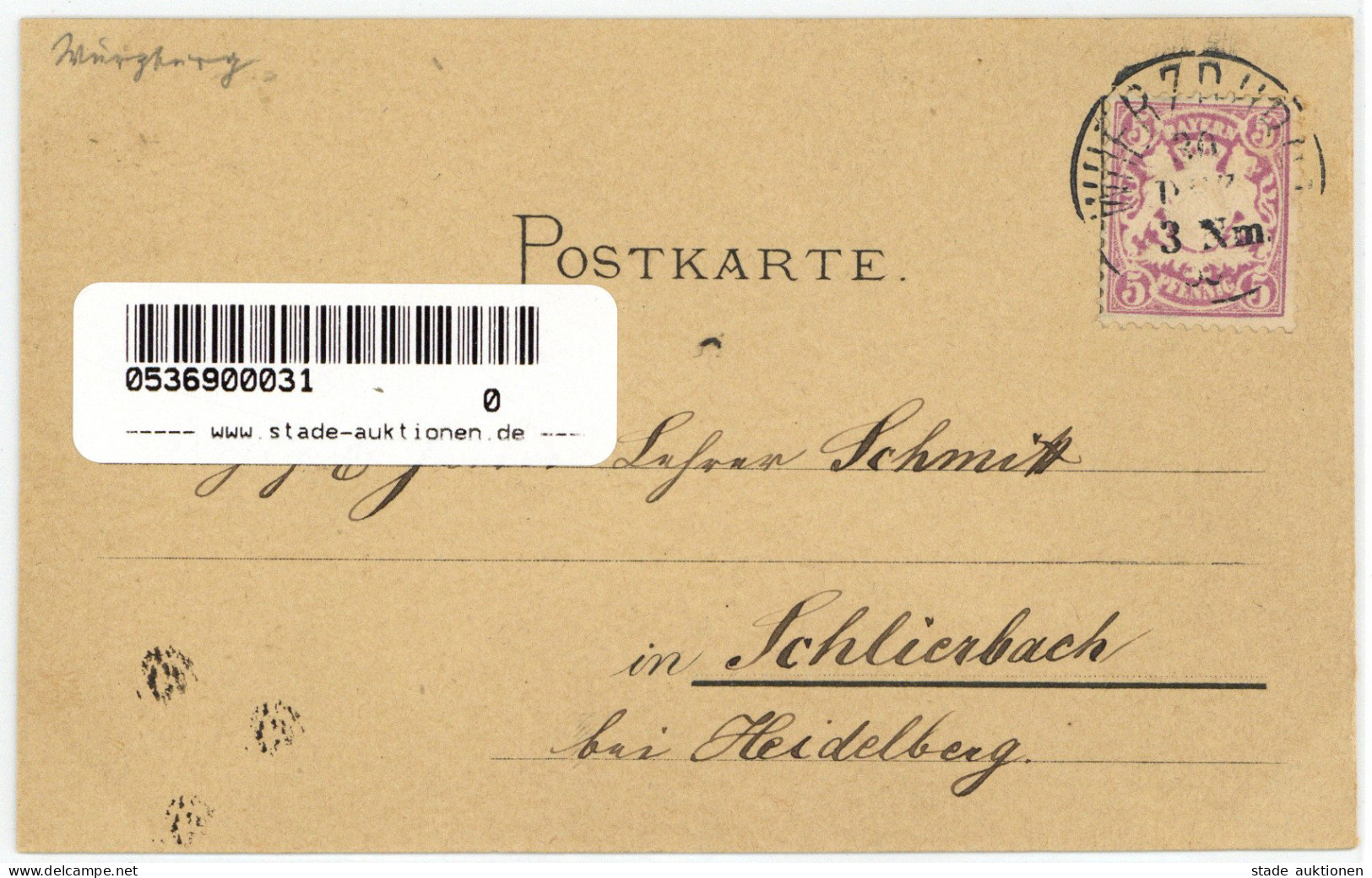 Vorläufer Scheiner Verlag 1886 Nr. 9 Würzburg II (leider Etwas Beschnitten) - Other & Unclassified