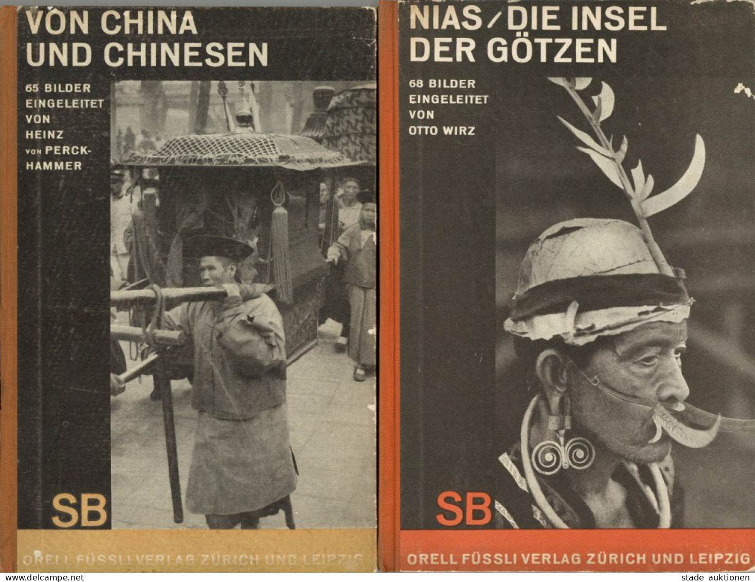 2 Bücher Von China Und Chinesen Und Nias Die Insel Der Götzen, Hrsg. Dr. Emil Schaeffer 1929/30, Orell Füssli Verlag Zür - Autres & Non Classés