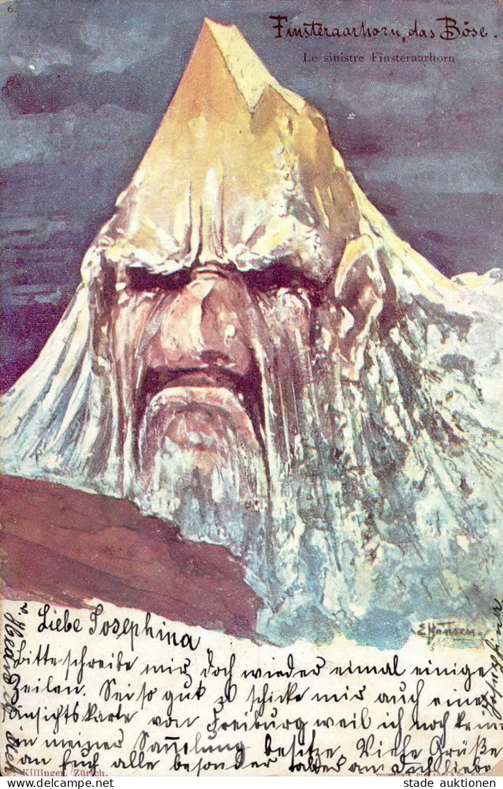 Berggesichter Sign. Hansen Finsteraarhorn Das Böse 1899 I-II (Ecke Beschädigt) Face à La Montagne - Non Classés