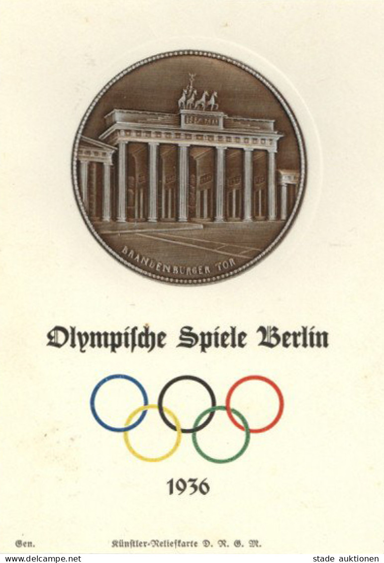 BERLIN OLYMPIA 1936 WK II - METALL-RELIEFKARTE BRANDENBURGER TOR I - Olympische Spiele