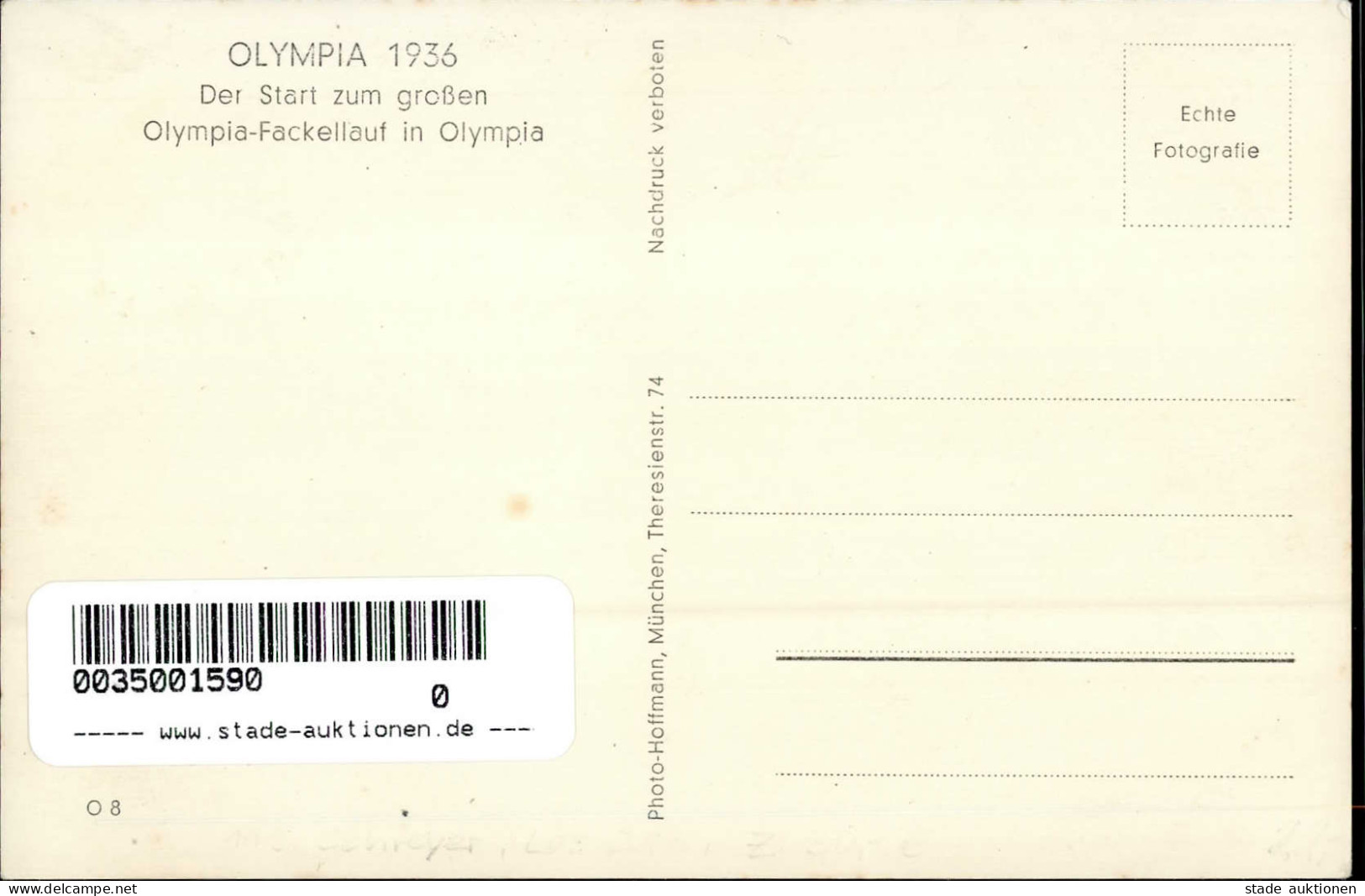 BERLIN OLYMPIA 1936 WK II - PH O 8 Der Start Zum Großen Olympia-Fackellauf In Olympia I - Jeux Olympiques
