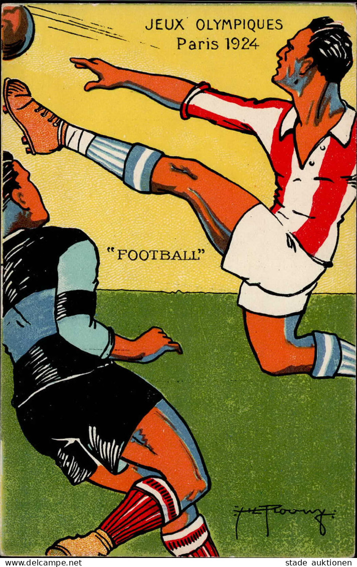 Olympiade Sommerspiele Fußball Paris 1924 Sign. Roowy I-II (RS Abschürfung) - Giochi Olimpici