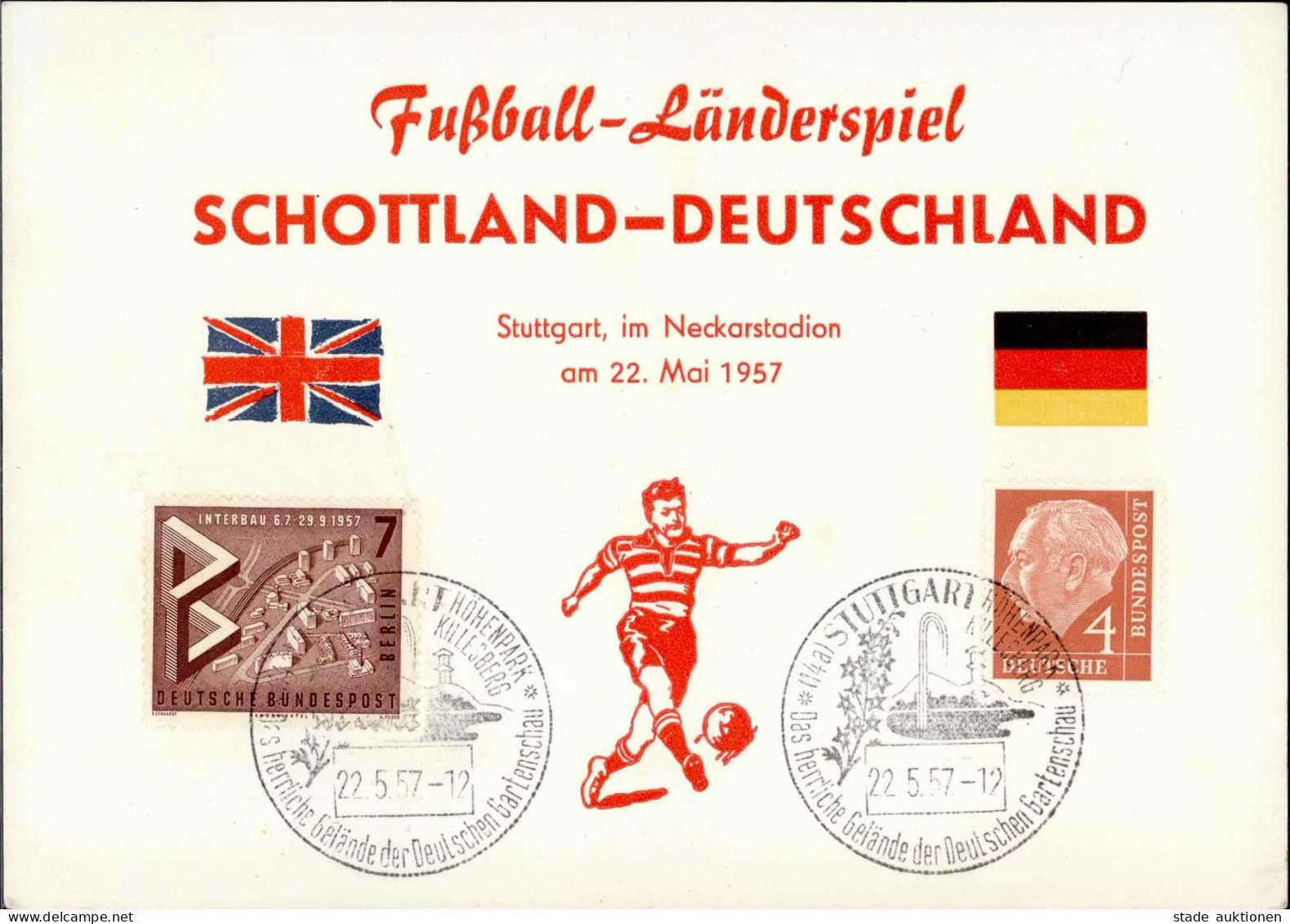 Fussball Stuttgart Länderspiel Schottland-Deutschland 1957 I-II - Soccer