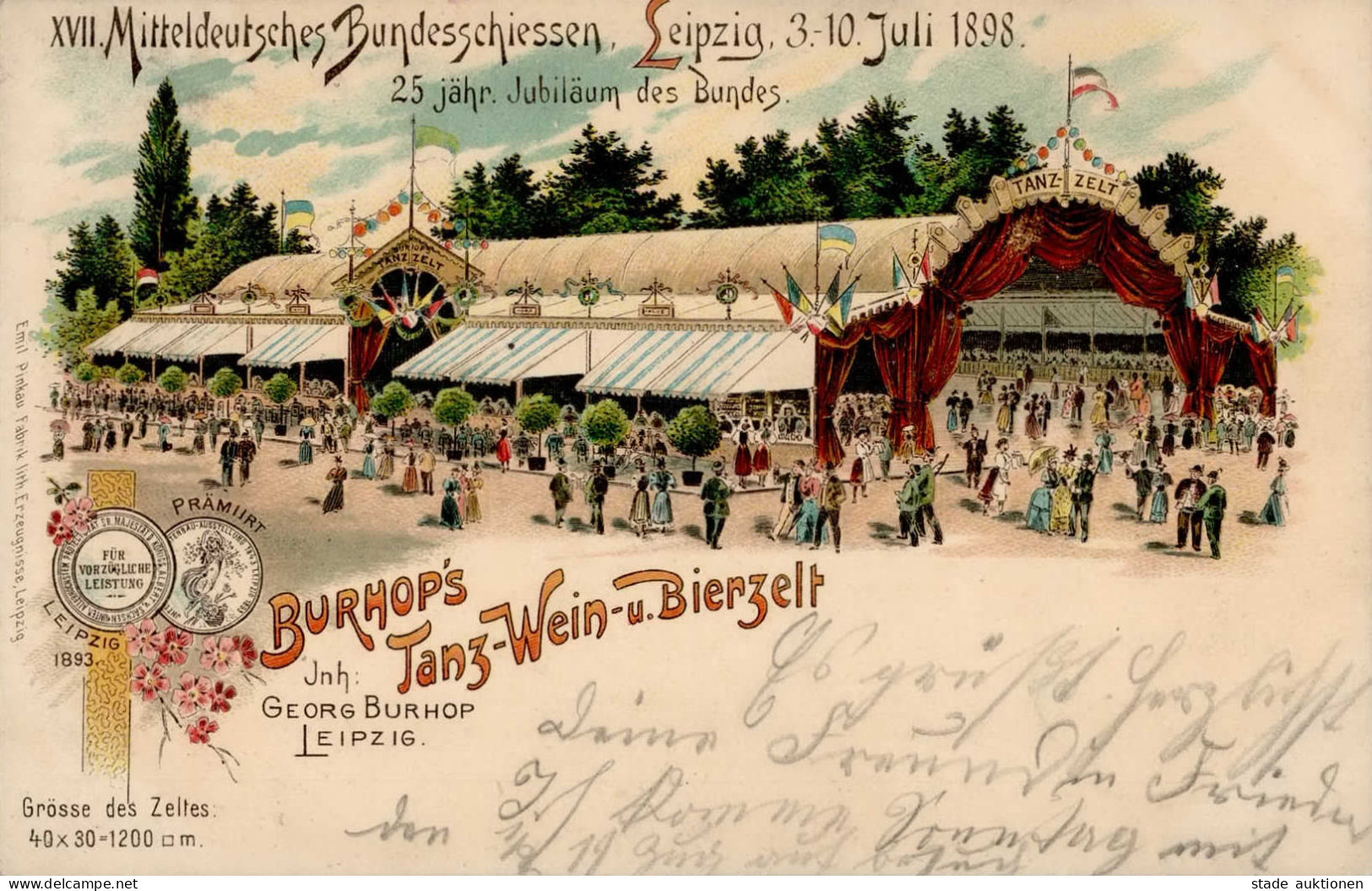 Leipzig XVII. Mitteldeutsches Bundesschiessen 1898 Burhops Tanzzelt I-II - Shooting (Weapons)