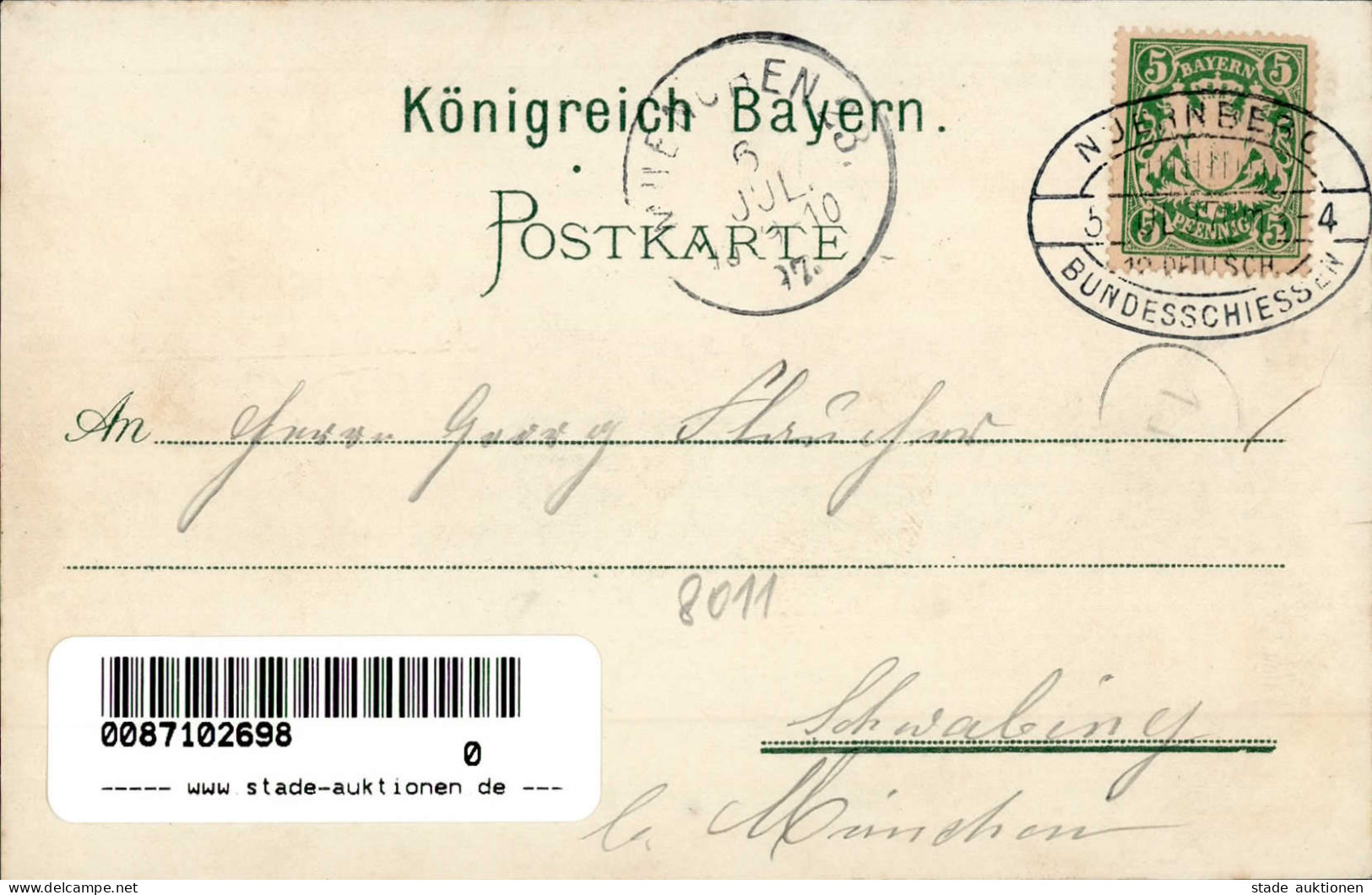 Schützen Nürnberg Bundesschiessen 1897 Mit S-o I-II - Tir (Armes)