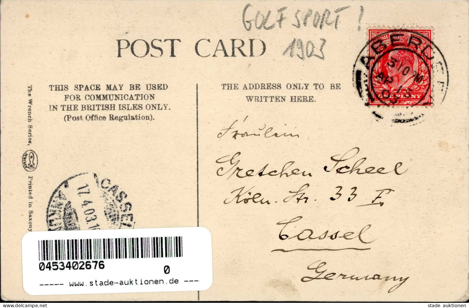 GOLF - ABERDEEN 1903 - Mr. J.E. LAIDLAY - Mr. S. Mure FERGUSSON I - Tennis