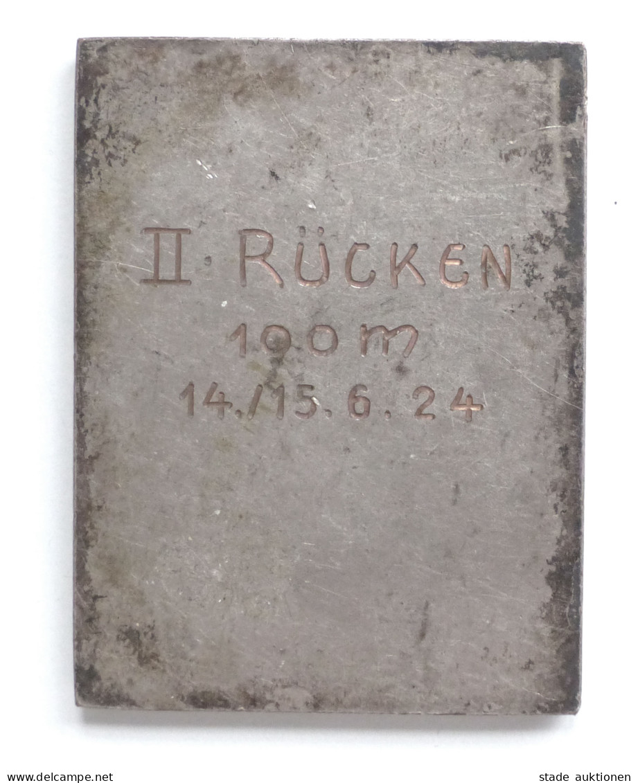 Turnfest Göppingen Plakette S.V. Göppingen 04 Für Den 2. Platz 100m Rückenschwimmen 1924 Ca. 4x5cm - Altri & Non Classificati