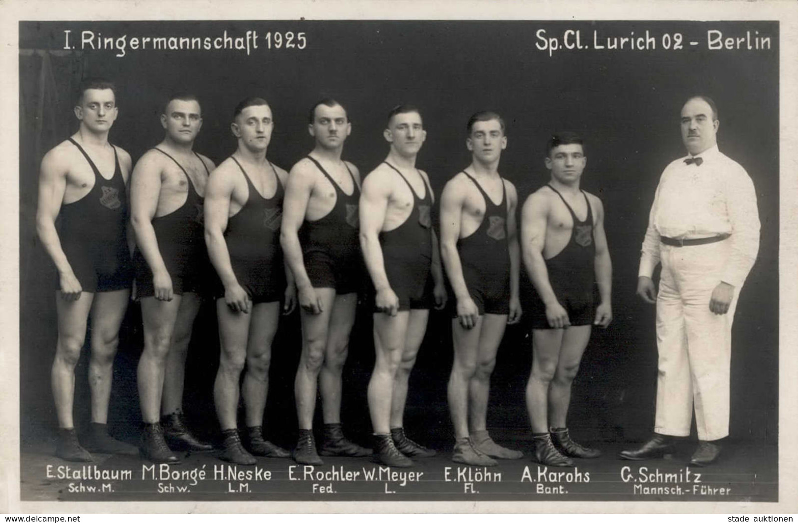 Berlin (1000) I. Ringermanschaft 1925 Sp.CL. Lurich 02 E. Stallbaum, M. Bonge, H. Neske, E. Rochler, W. Meyer, E. Klöhn, - Plötzensee