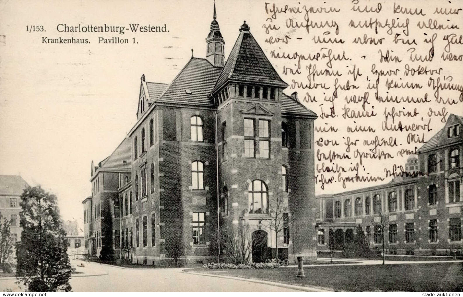 Berlin Charlottenburg-Westend (1000) Krankenhaus 1916 I-II (Ecke Gestaucht) - Ploetzensee