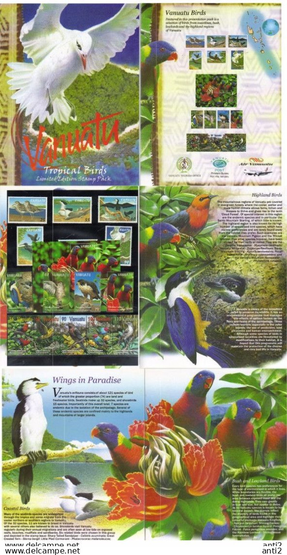 Vanuatu 1997-1999-2001 Tropical Birds Mi 1038-1041, 1081-1084, Bloc 34, 1129-1133  MNH(**) - Vanuatu (1980-...)