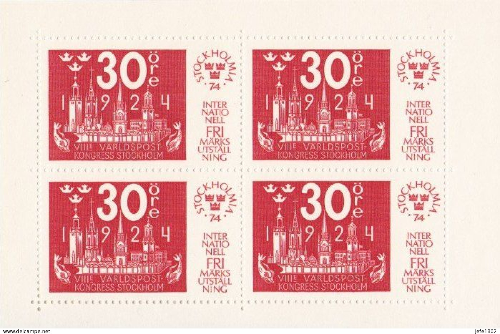 International Stamp Exhibition - Stockholmia 74 / Admission Ticket 1 079795 (5 Kr) - Blocks & Sheetlets