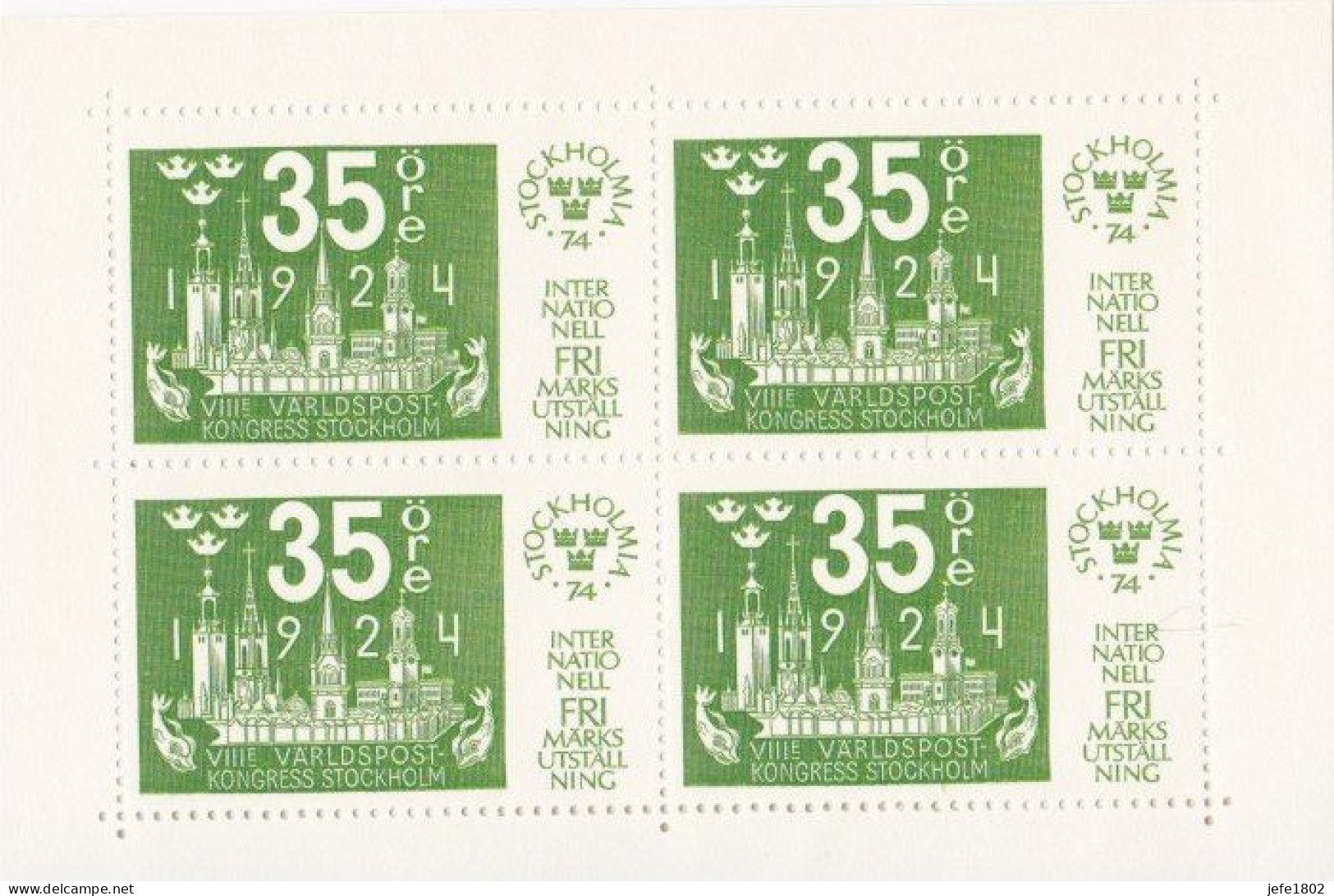 International Stamp Exhibition - Stockholmia 74 / Admission Ticket 1 079795 (5 Kr) - Blocks & Sheetlets