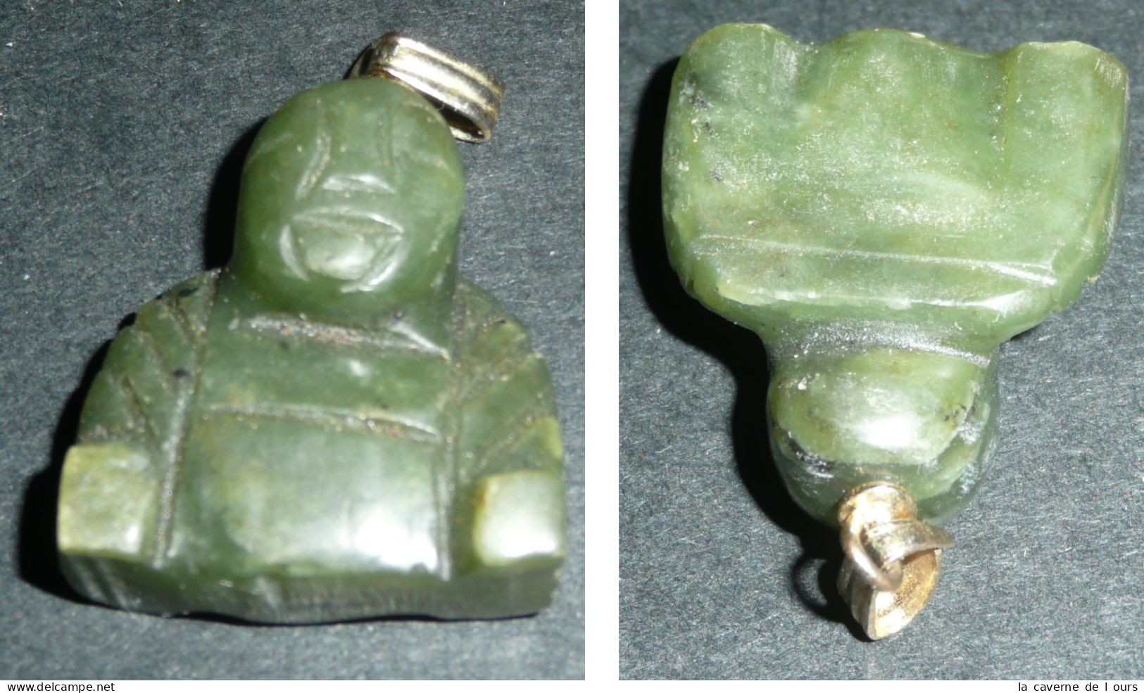 Rare Ancien Pendentif En Pierre Polie Forme De Bouddha Jade ?? Buddha - Pendants