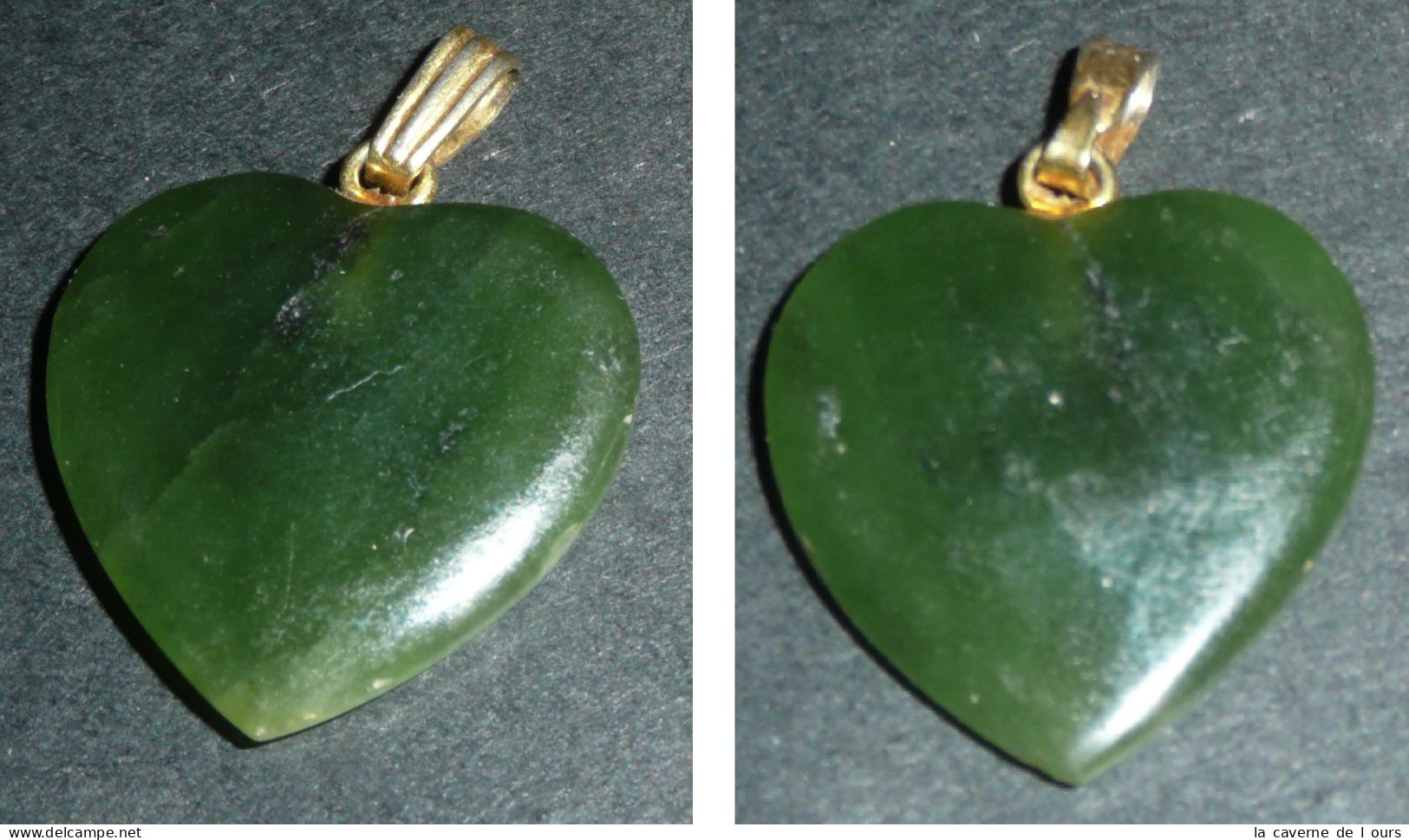 Rare Ancien Pendentif En Pierre Polie Forme De Coeur Jade ?? - Pendants