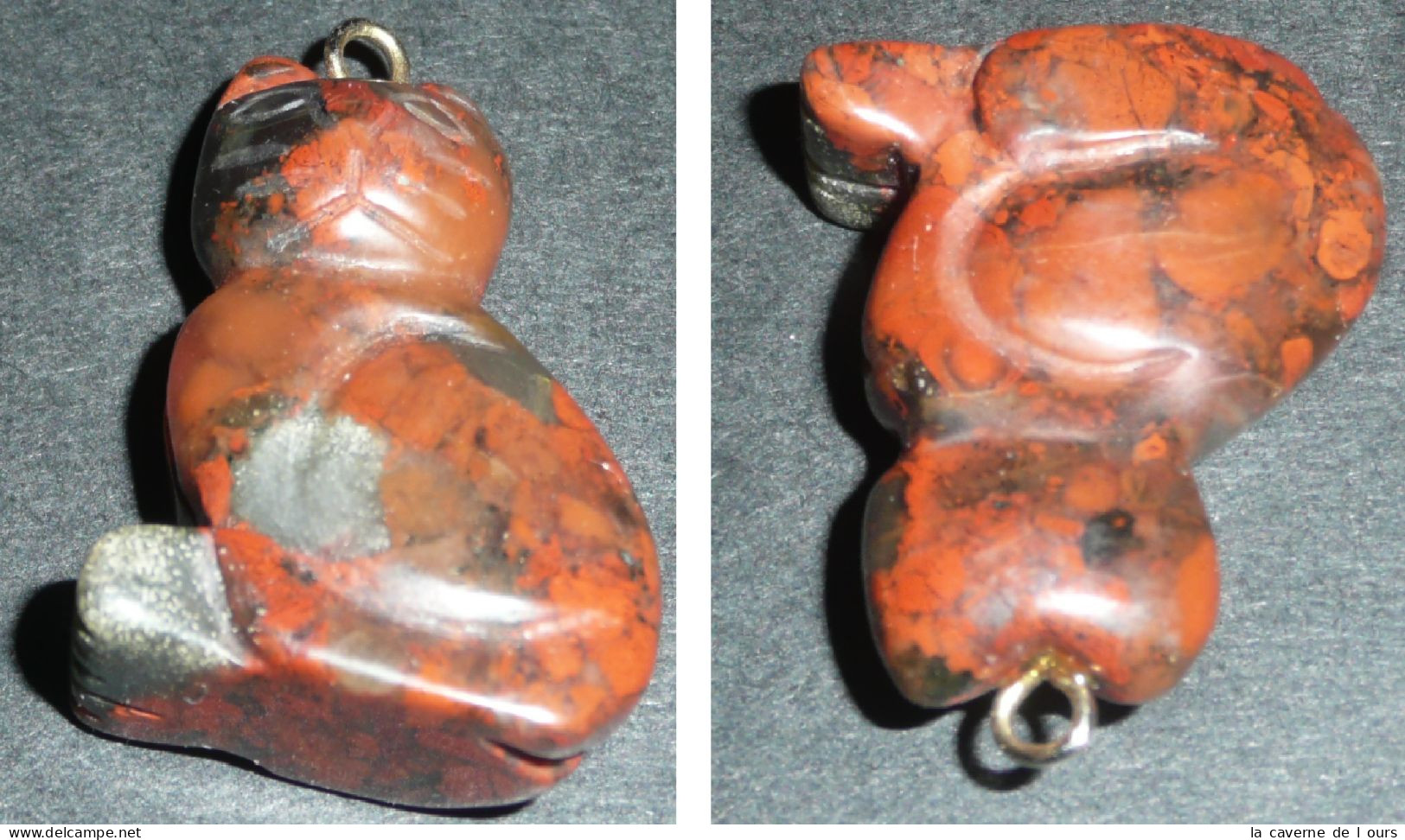 Rare Ancien Pendentif En Pierre Polie Sculptée Forme De Chat - Pendants