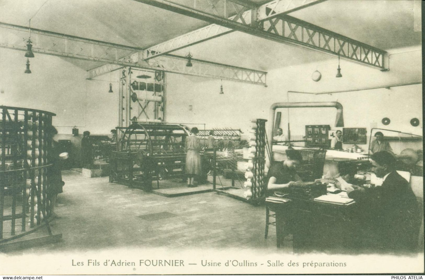 CPA CP Les Fils D'Adrien Fournier Usine D'Oullins Salle Des Préparations Carte Publicitaire - Oullins