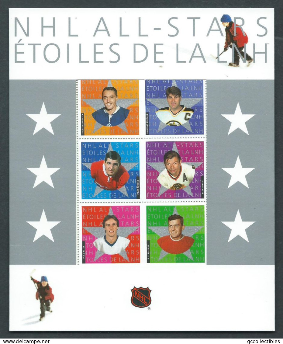 Canada # 1971 - Full Pane Of 6 + 3 Tabs MNH In Folder - NHL All Stars - 4 - Feuilles Complètes Et Multiples