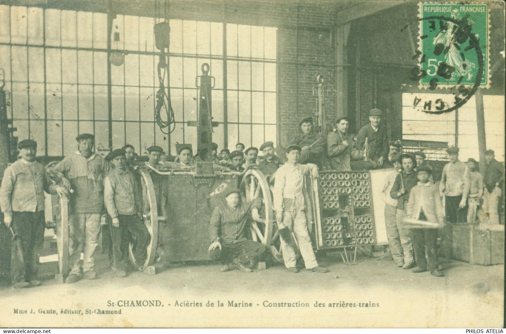 CPA CP Saint St Chamond Aciéries De La Marine Construction Des Arrières Trains CAD St Chamond 28 12 1916 - Saint Chamond