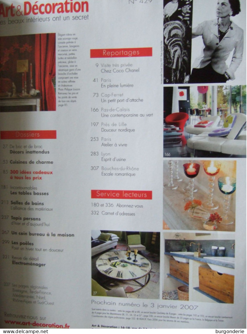 ART ET DECORATION / NOV-DEC 2006 / VISITE PRIVEE CHEZ COCO CHANEL - House & Decoration