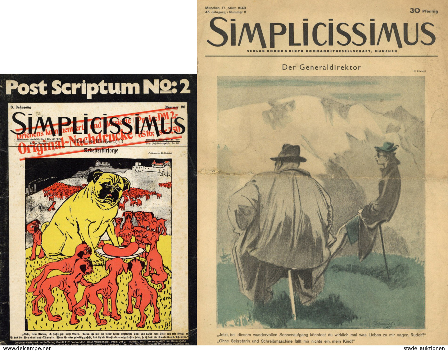 Simplicissimus Ca. 100 Satirische Wochenzeitschriften Von 1955-1958, Hrsg. Olaf Iversen, 1 Ausgabe Vom 17.03.1940 Und Po - 5 - 99 Postcards