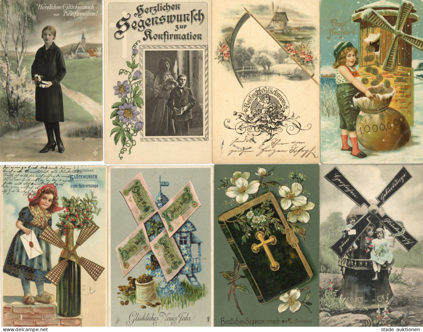 Glückwunschkarten Und Motive Sammlung Ca. 800 AK Vor 1945, Viel Konfirmation U. Windmühlen, Etliche Lithos - 500 Postcards Min.