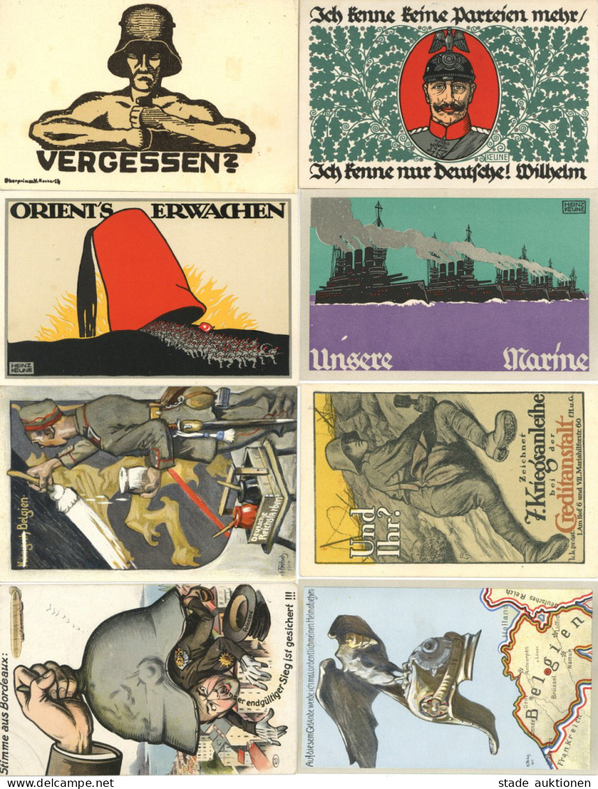 Antipropaganda Und Propaganda WK I über Jahrzehnte Zusammengetragene Sammlung Mit über 500 Ansichtskarten In 2 Alben I-I - 100 - 499 Postcards