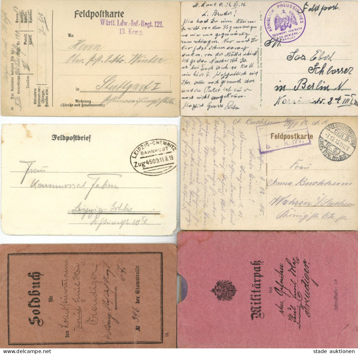 Feldpost WK I Tolle Sammlung Mit Ca. 750 Feldpost-Belegen Auf Ansichtskarten, Feldpostkarten Und Briefen Sowie 2 Wehrpäs - 100 - 499 Cartes