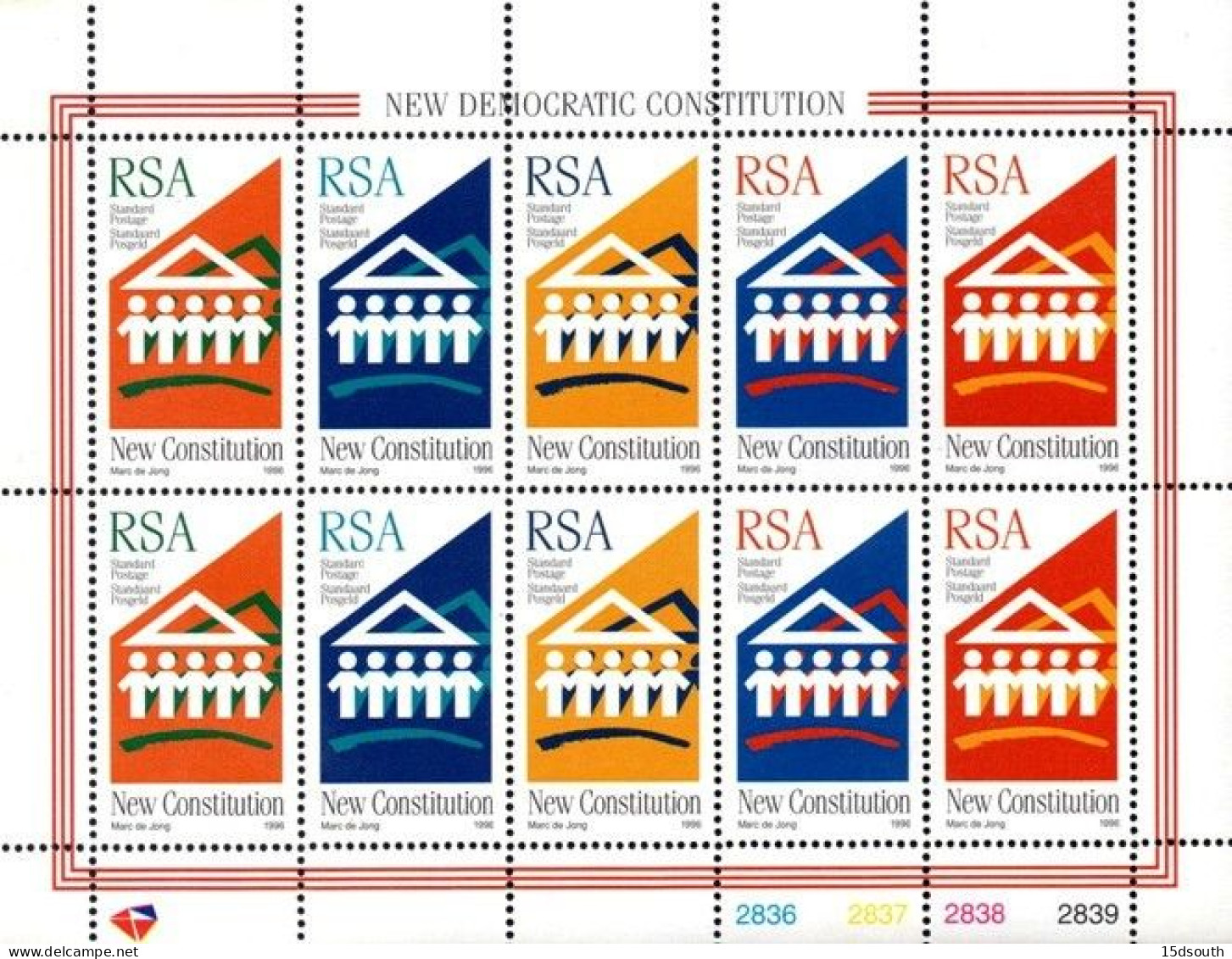 South Africa - 1996 New Constitution Sheet (**) # SG 925-929 , Mi 1011-1015 - Unused Stamps