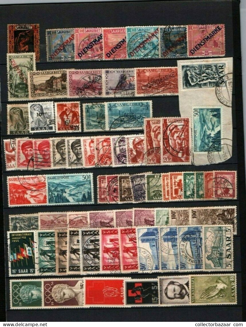 Saar Saarland Used And Mint Stamp Lot Good Value Postmarks Overprints - Collections, Lots & Séries