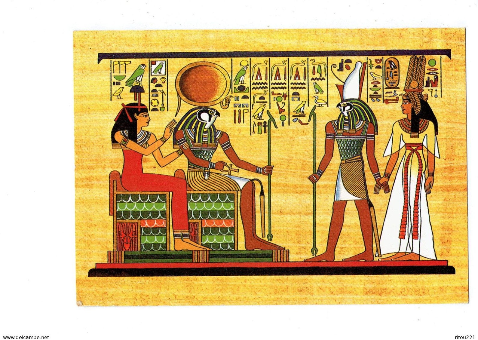 Cpm - Egypte > HORUS Son Of Isis Leading Queen Nefertary - Dessin Oiseau Serpent - Sphinx
