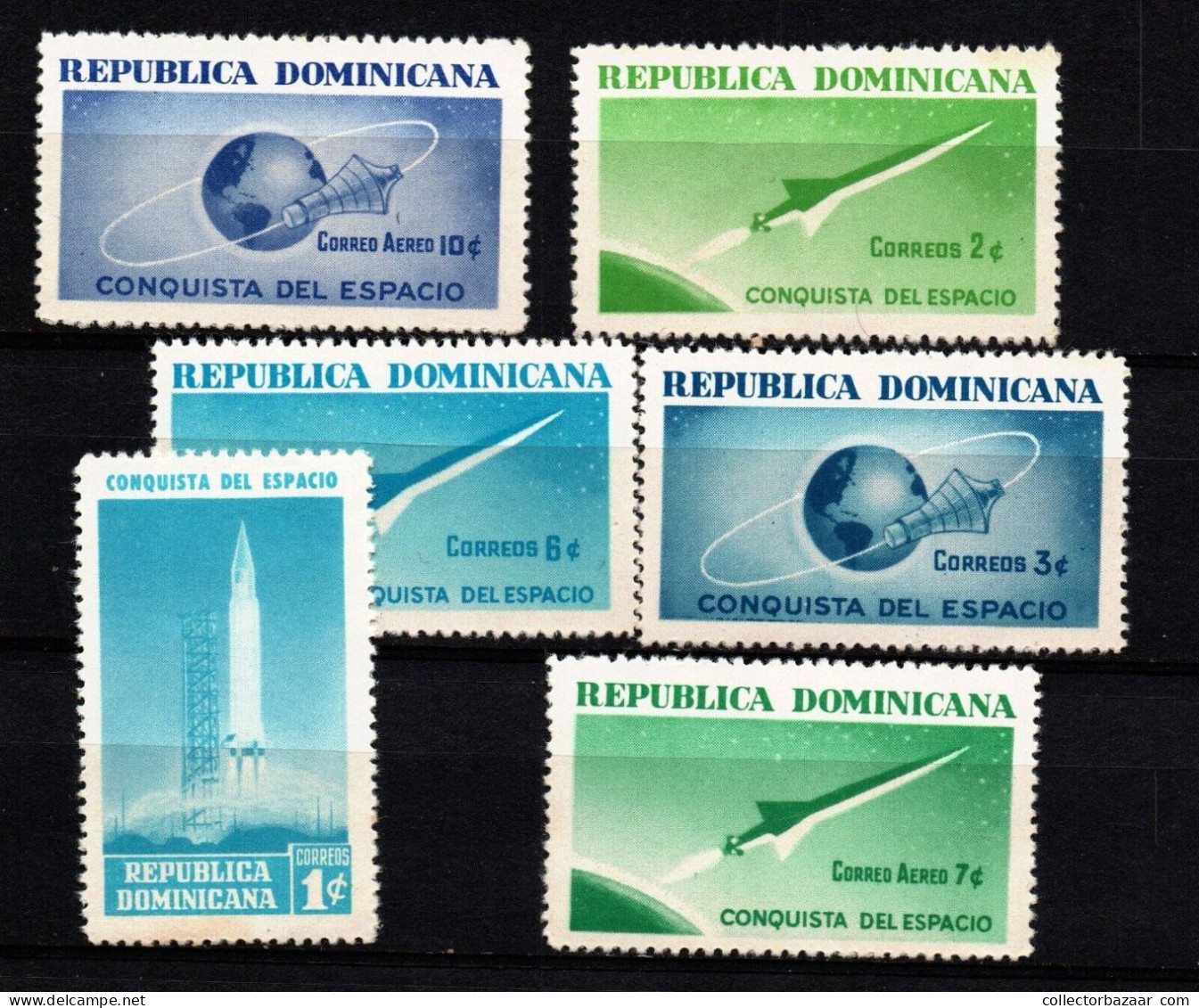 Dominicana Space Conquer Moon Satellite Rocket MNH Stamp Set - América Del Norte