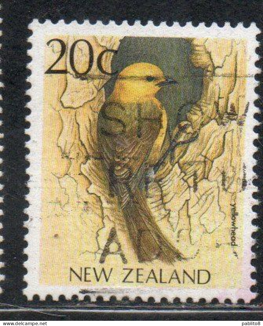 NEW ZEALAND NUOVA ZELANDA 1988 1995 LOCAL BIRD YELLOWHEAD 20c USED USATO OBLITERE' - Oblitérés