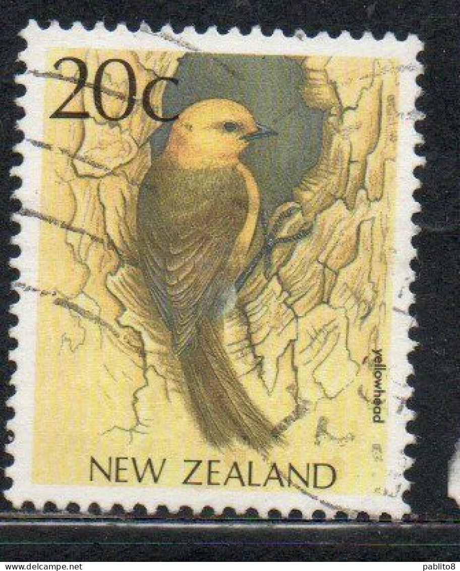 NEW ZEALAND NUOVA ZELANDA 1988 1995 LOCAL BIRD YELLOWHEAD 20c USED USATO OBLITERE' - Used Stamps