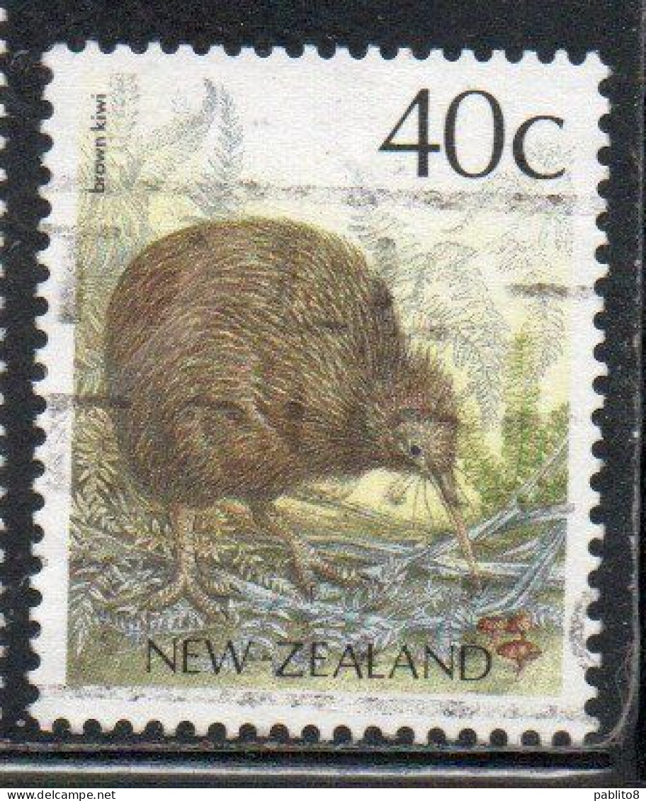 NEW ZEALAND NUOVA ZELANDA 1988 1995 LOCAL BIRD BROWN KIWI 40c USED USATO OBLITERE' - Used Stamps
