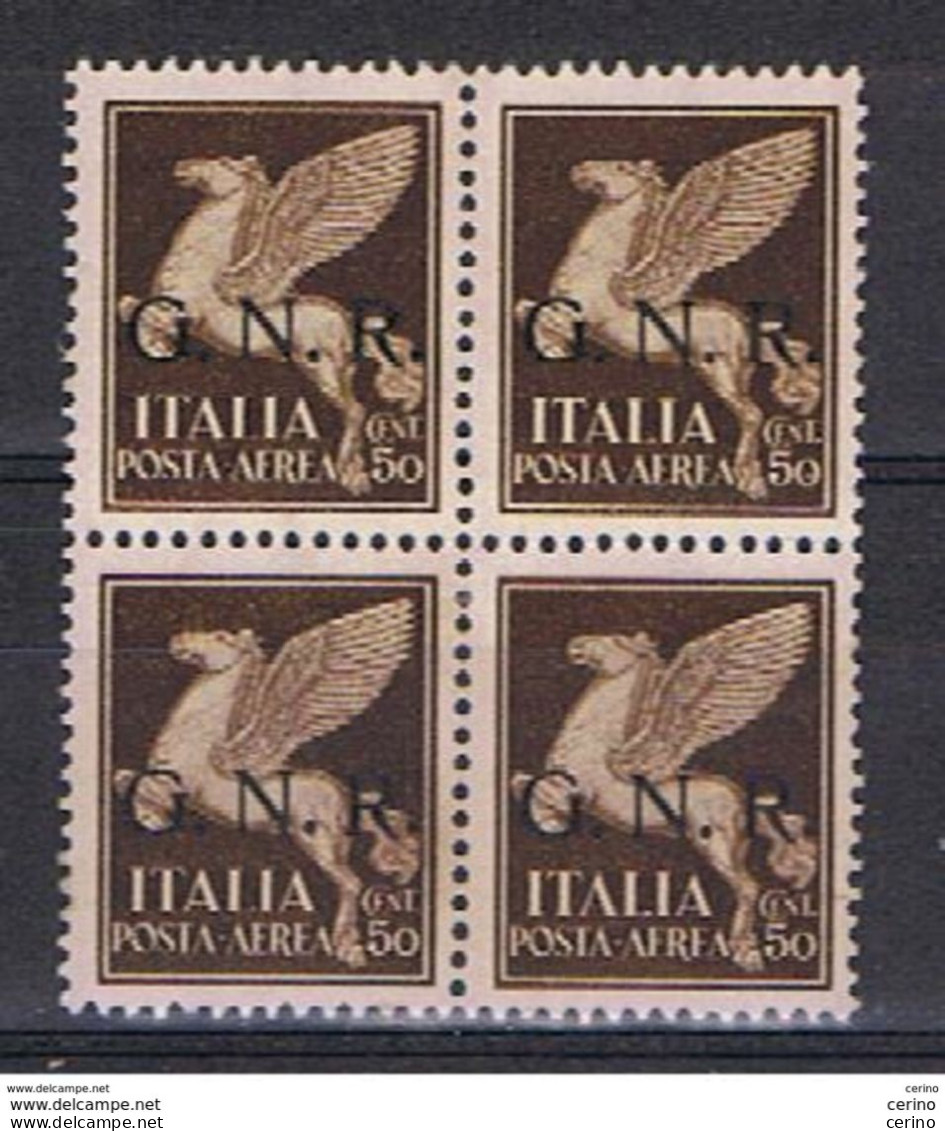 R.S.I.:  1944  ALLEGORIA  P.A.  -  50 C. BRUNO  BL. 4  T. L. -  SASS. 118 - Airmail