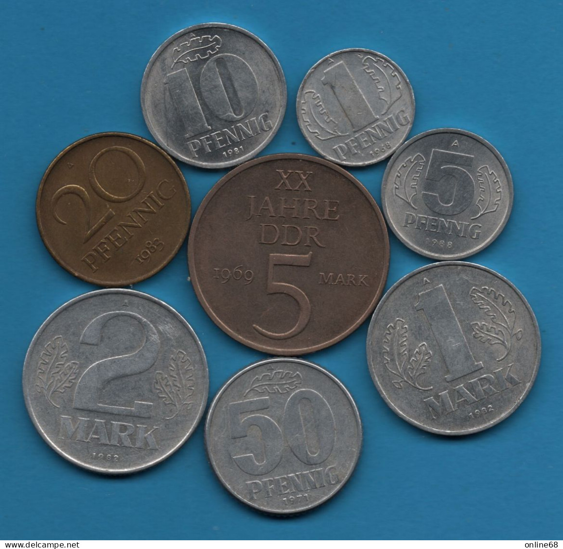 DDR RDA LOT MONNAIES 8 COINS: 1968 - 1988 - Vrac - Monnaies