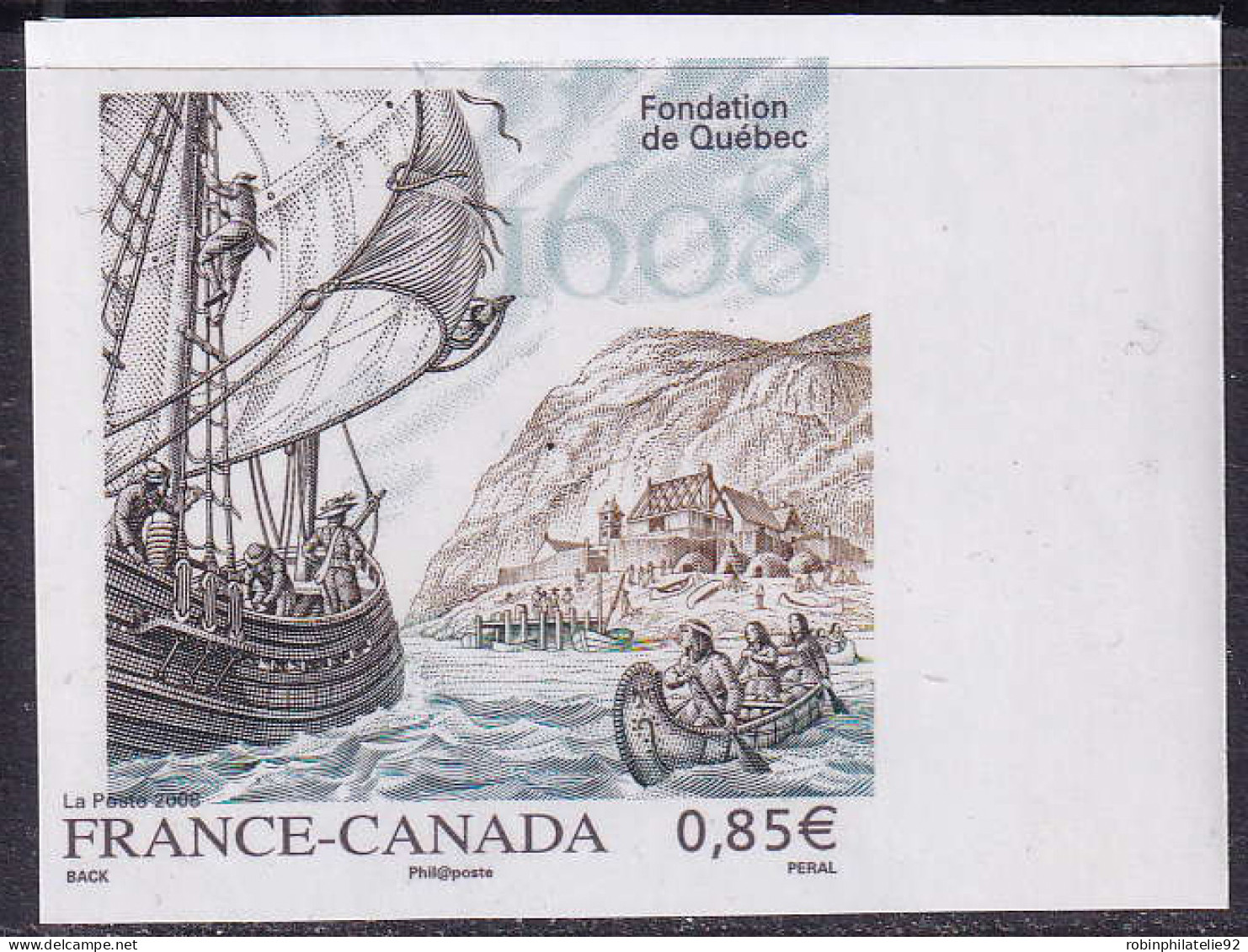 France VARIETES N°4182 France Canada Non Dentelé Légende Décalée Qualité:** - Unused Stamps