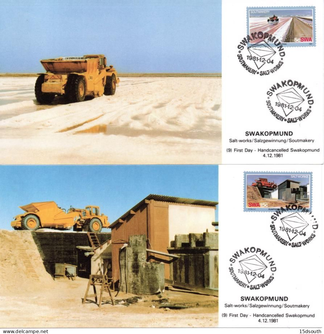 South West Africa - 1981 Salt Industry Maxi Card Set # SG 386-389 , Mi 512-515 - Camiones