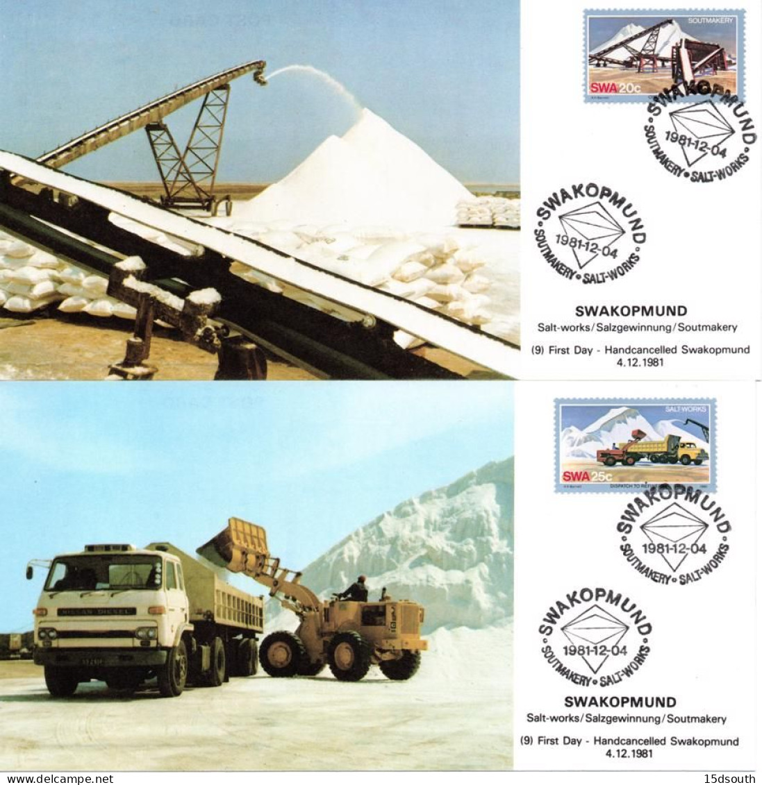 South West Africa - 1981 Salt Industry Maxi Card Set # SG 386-389 , Mi 512-515 - Camion