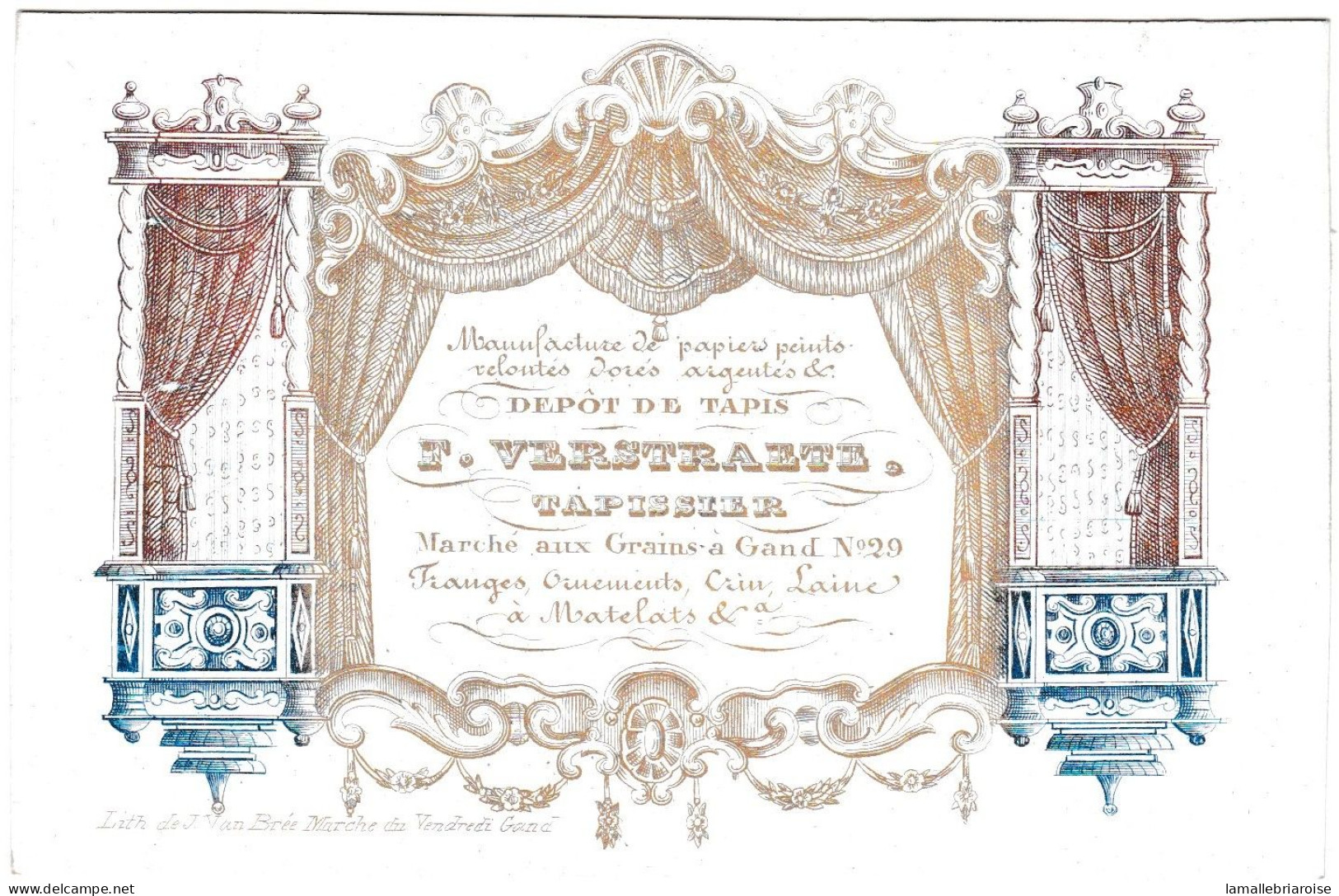 Belgique "Carte Porcelaine" Porseleinkaart, F. Verstrete, Tapissier, Gand, Dim:120x 78mm - Cartes Porcelaine