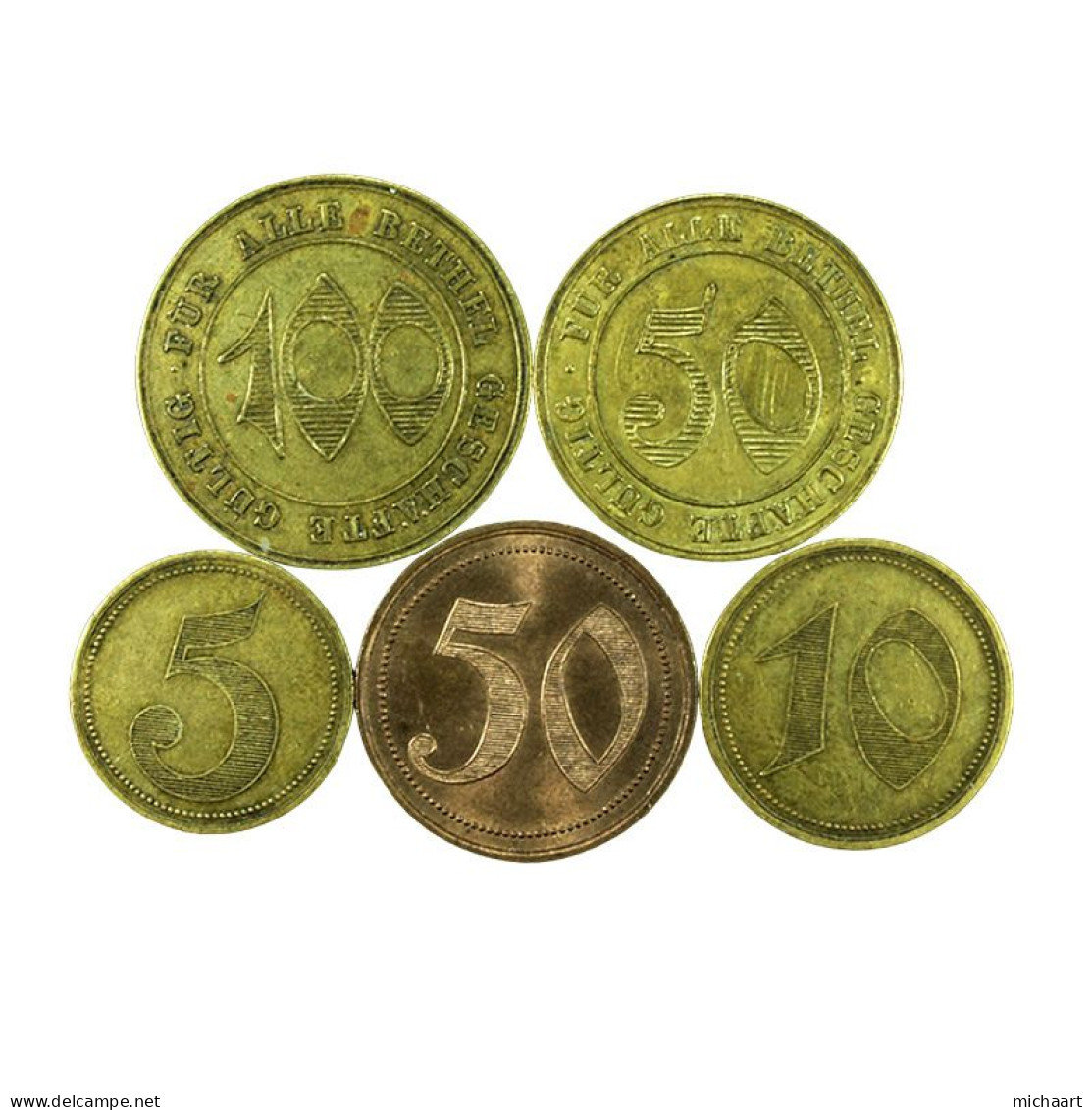 Token Bielefeld Bethel Shops Lot Of 5 Germany 5 10 50 100 Pfennig 03758 - Monetari/ Di Necessità